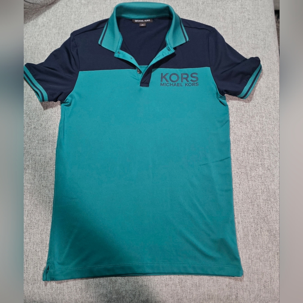 Used Michael Kors Colorblock Polo Shirt Teal & Navy